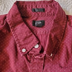 Slim fit L J. Crew pindot shirt